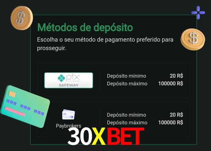 O cassino 30Xbet oferece uma grande variedade de métodos de pagamento